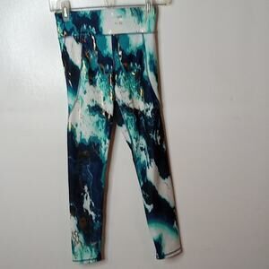 Old Navy Active Girls turquoise tie dye Large with gold Leggings.Classy, Sparkle